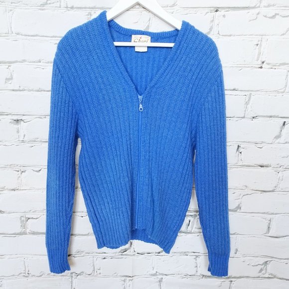Chori Vintage 100% Shetland Wool Azure Blue Cardigan - Picture 1 of 5